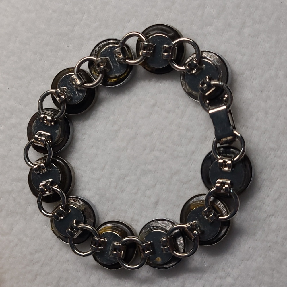 Vintage Typewriter Keys Bracelet Random Retro Black Cream Silvertone Preowned - Picture 3 of 9